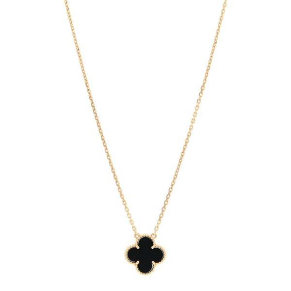 18K Gold Chain Black Onyx Pendant