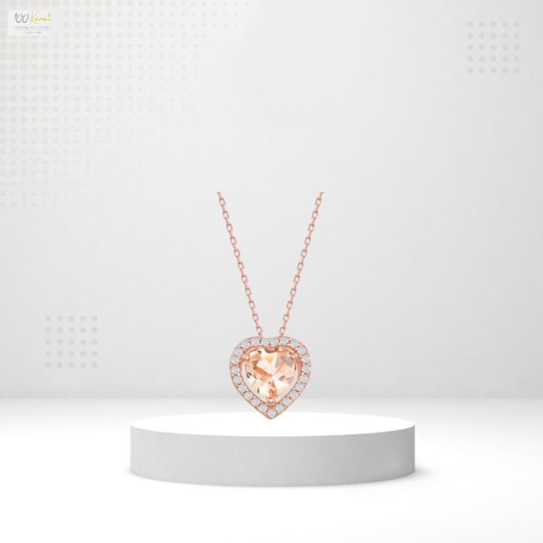 Padparadscha Pendant Set in Rose Gold with Diamonds