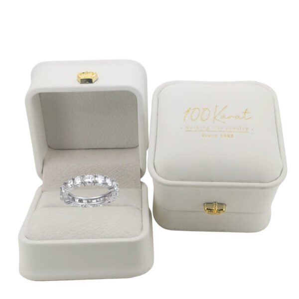Silver Moissanite Band Ring (2 mm)