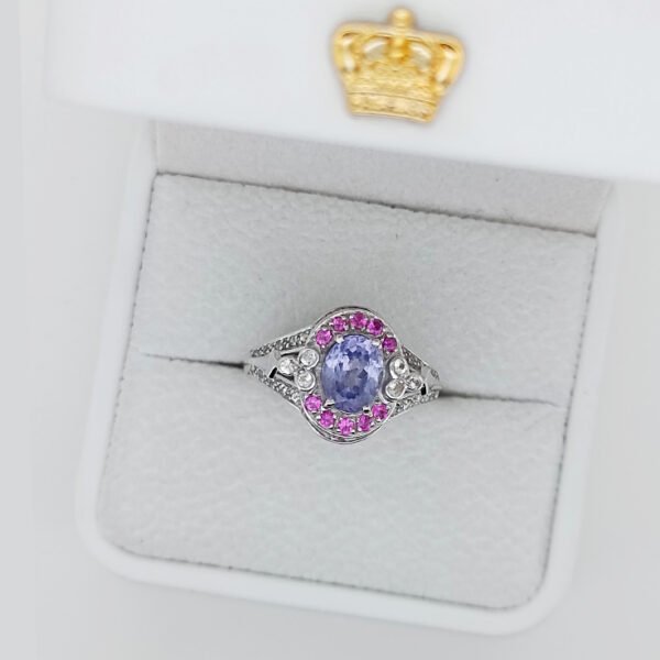 Silver 925 Ring with Violet Sapphire & Ruby