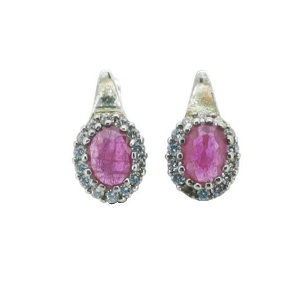 925 Silver Autre Marque Rubies with Cz Earrings