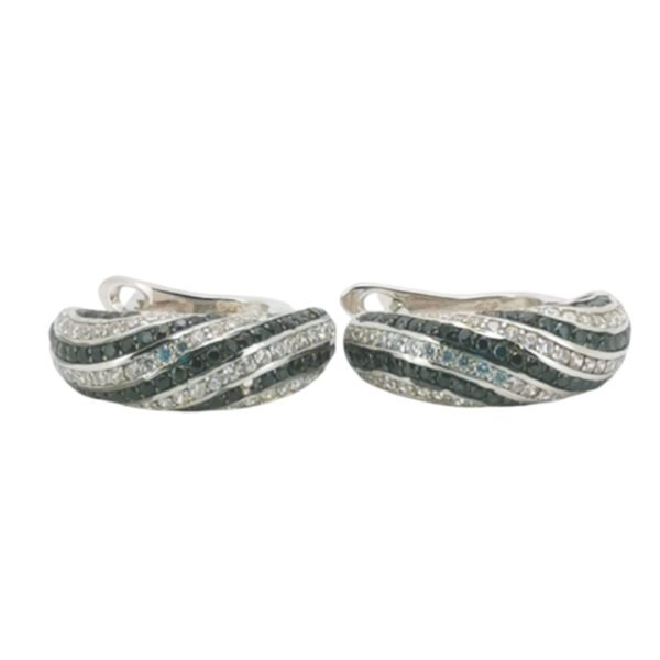 925 Silver Black and white AD hoop earrings