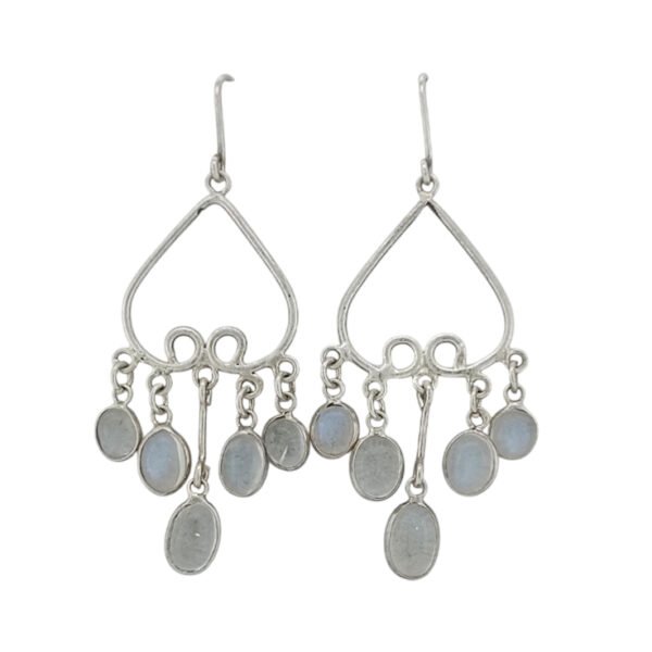 925 Silver Dangling Rainbow Moon stone Earrings