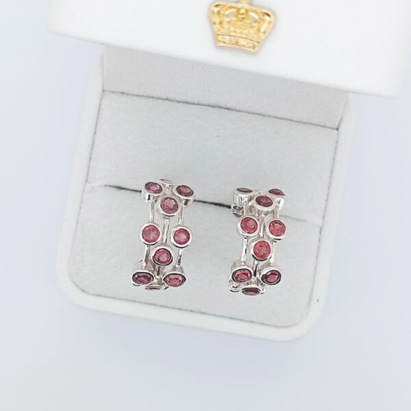 925 Silver Hoop Earring Rhodolite Garnet