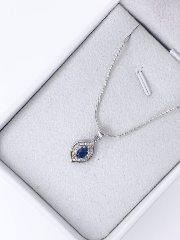 Silver 925 Marquise Cut Blue Sapphire Pendant