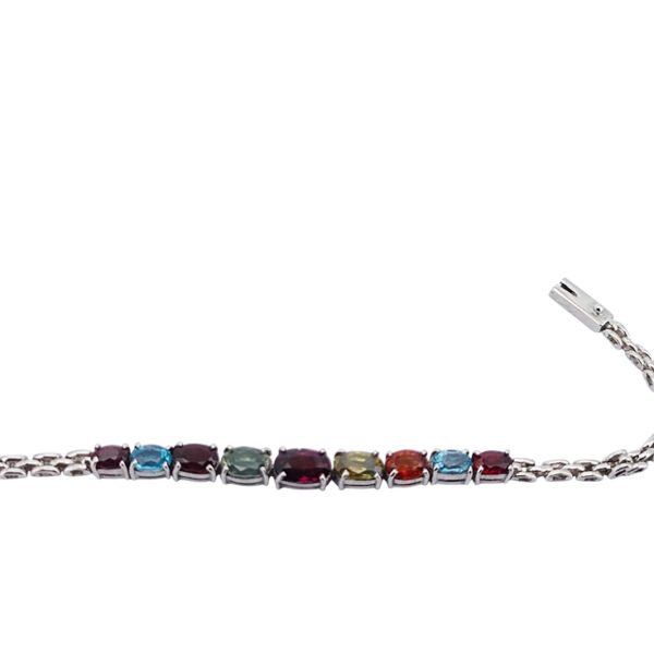 925 Silver Multicolor Gemstone Bracelet - Image 2