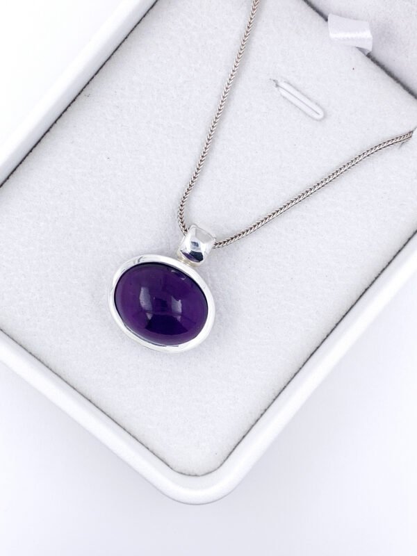 Silver 925 Amethyst Cabochon Pendant