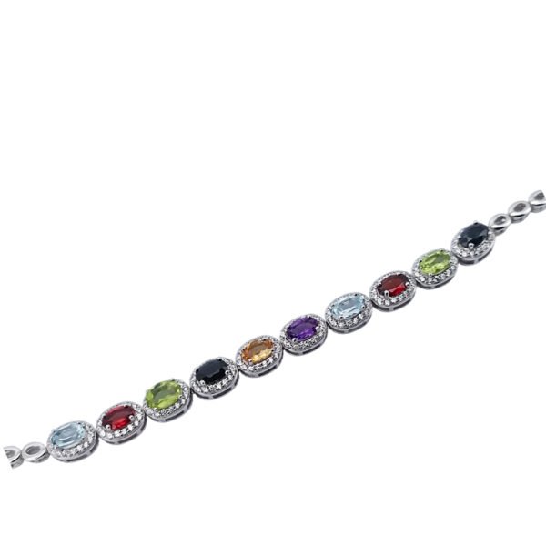 925 Silver Multicolor Gemstone Bracelet
