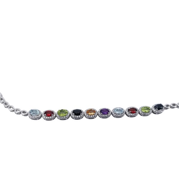 925 Silver Multicolor Gemstone Bracelet - Image 2